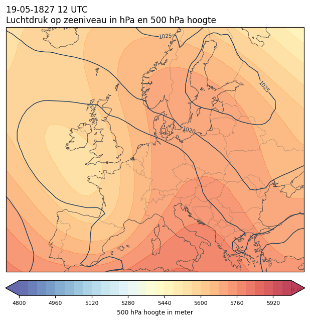 Weerkaart van 19 mei 1827 om 12 UTC
