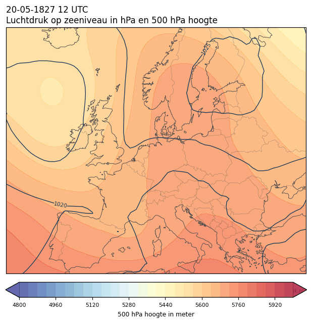 Weerkaart van 20 mei 1827 om 12 UTC