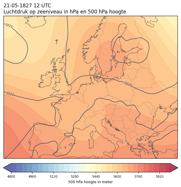 Weerkaart van 21 mei 1827 om 12 UTC