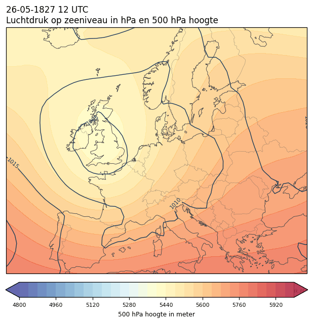 Weerkaart van 26 mei 1827 om 12 UTC