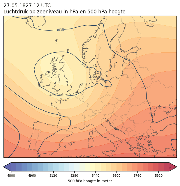 Weerkaart van 27 mei 1827 om 12 UTC