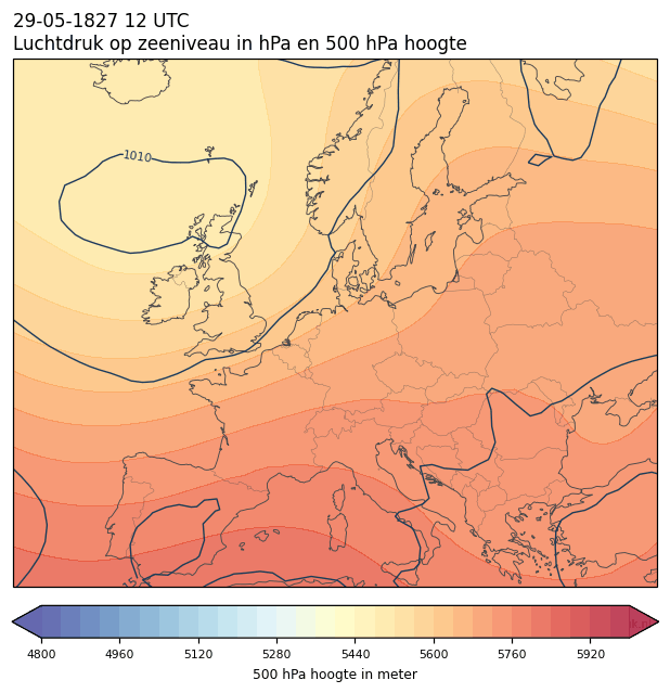 Weerkaart van 29 mei 1827 om 12 UTC