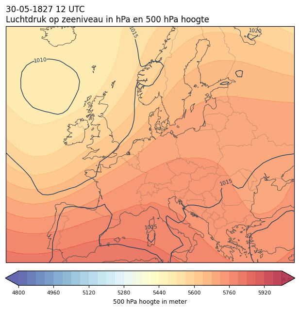 Weerkaart van 30 mei 1827 om 12 UTC