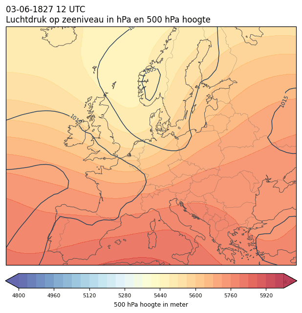 Weerkaart van 3 juni 1827 om 12 UTC