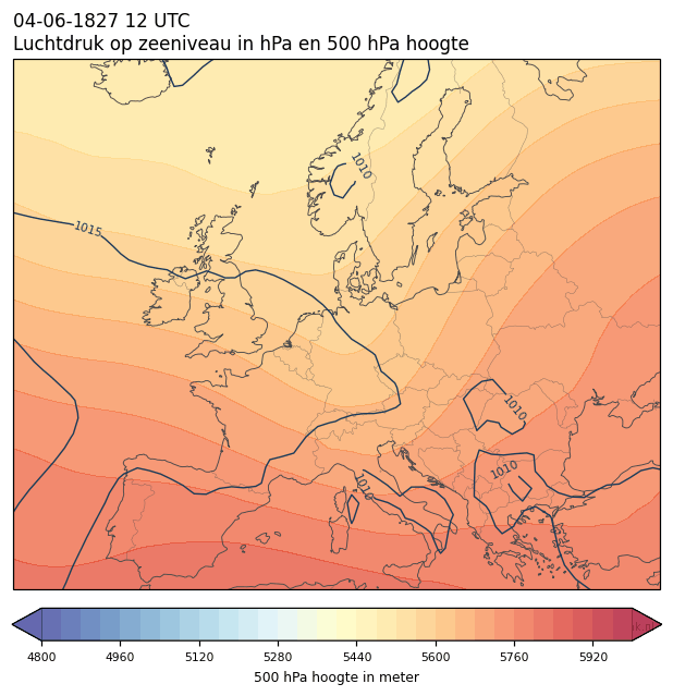Weerkaart van 4 juni 1827 om 12 UTC