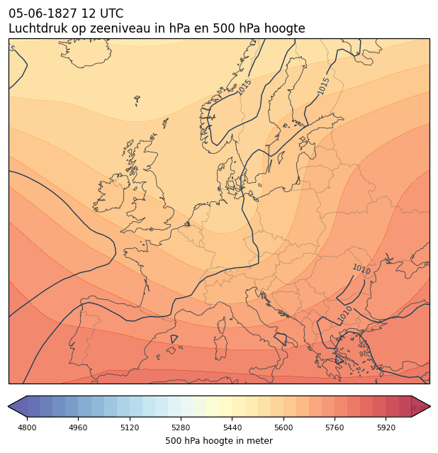 Weerkaart van 5 juni 1827 om 12 UTC
