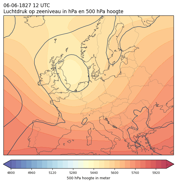 Weerkaart van 6 juni 1827 om 12 UTC