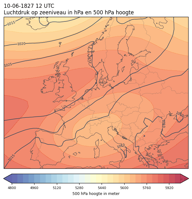 Weerkaart van 10 juni 1827 om 12 UTC