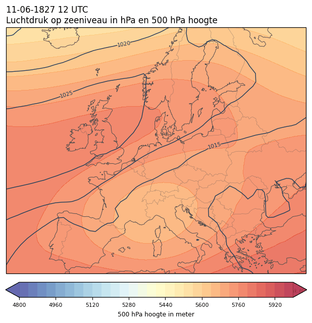 Weerkaart van 11 juni 1827 om 12 UTC