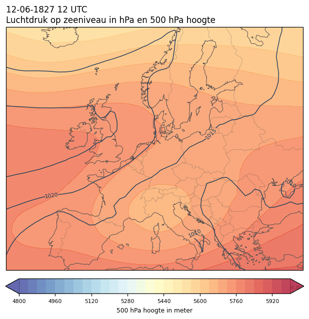 Weerkaart van 12 juni 1827 om 12 UTC