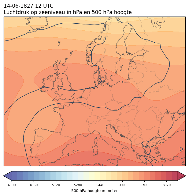 Weerkaart van 14 juni 1827 om 12 UTC