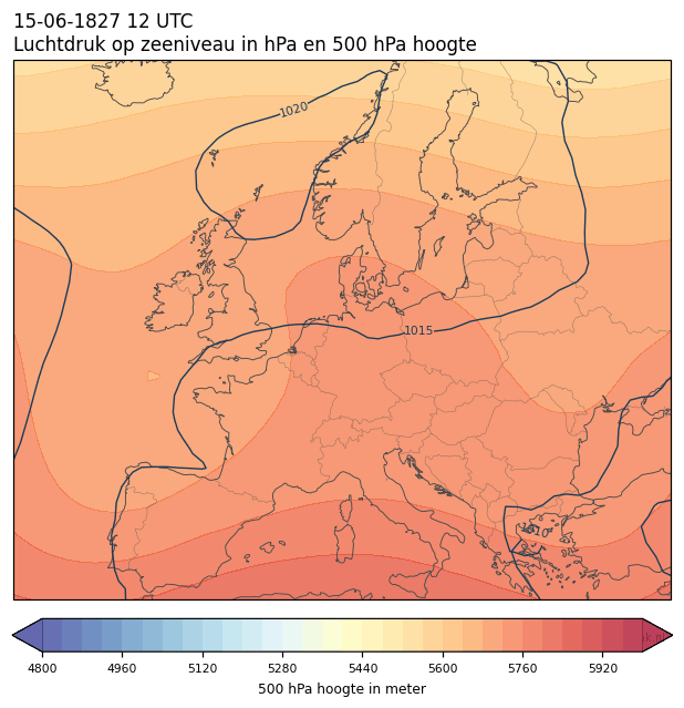 Weerkaart van 15 juni 1827 om 12 UTC