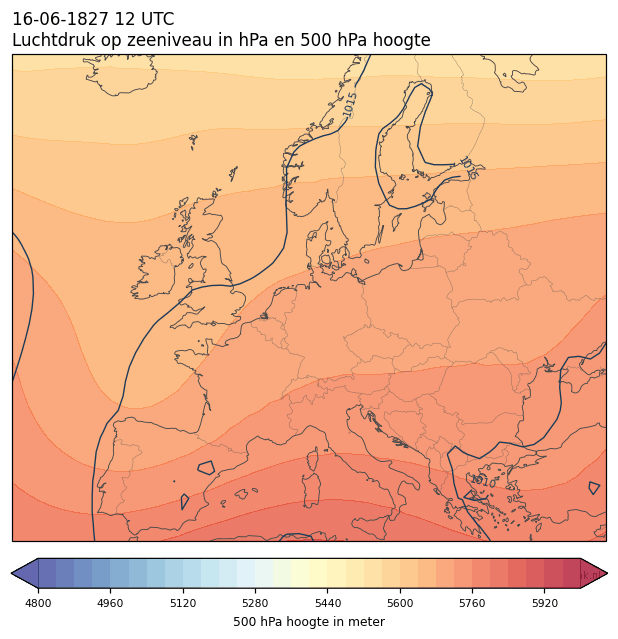 Weerkaart van 16 juni 1827 om 12 UTC