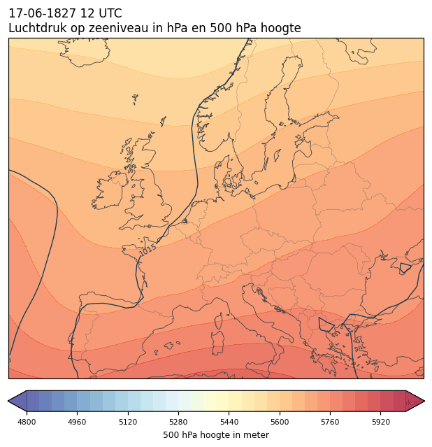 Weerkaart van 17 juni 1827 om 12 UTC