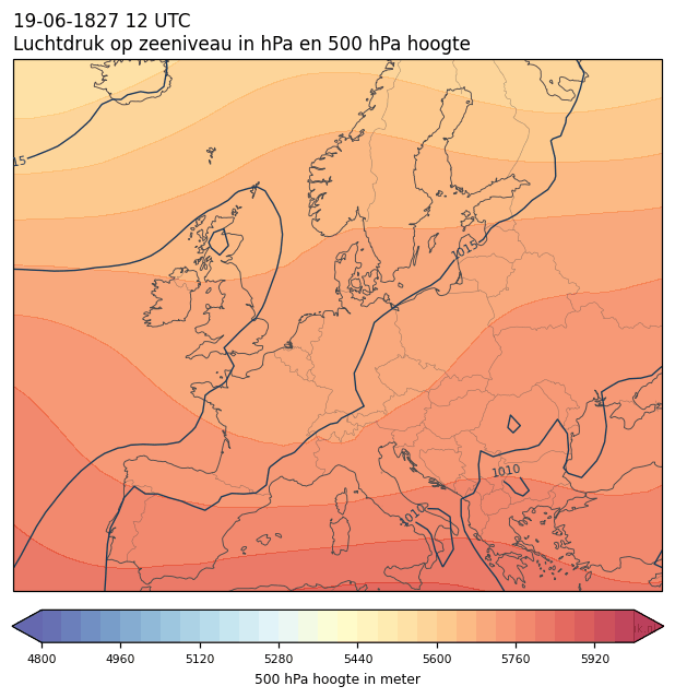 Weerkaart van 19 juni 1827 om 12 UTC