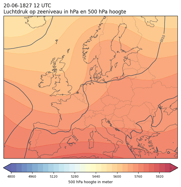 Weerkaart van 20 juni 1827 om 12 UTC