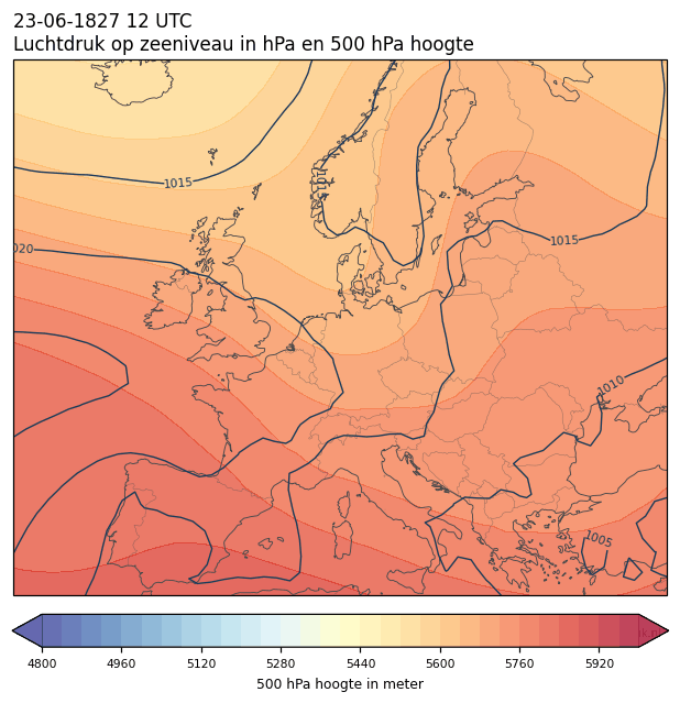 Weerkaart van 23 juni 1827 om 12 UTC