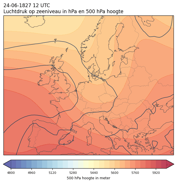 Weerkaart van 24 juni 1827 om 12 UTC