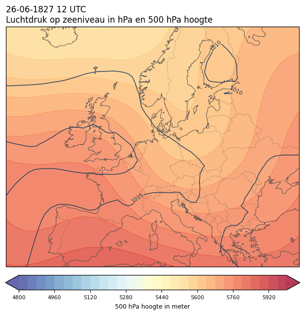 Weerkaart van 26 juni 1827 om 12 UTC
