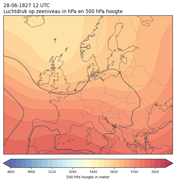 Weerkaart van 28 juni 1827 om 12 UTC