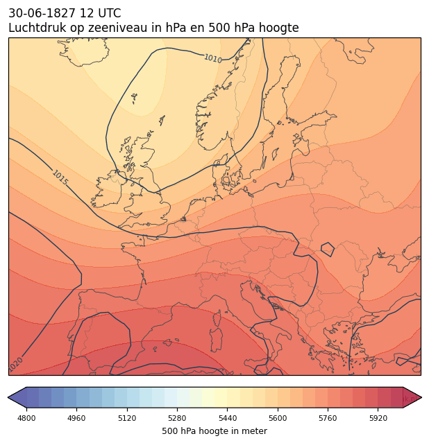 Weerkaart van 30 juni 1827 om 12 UTC