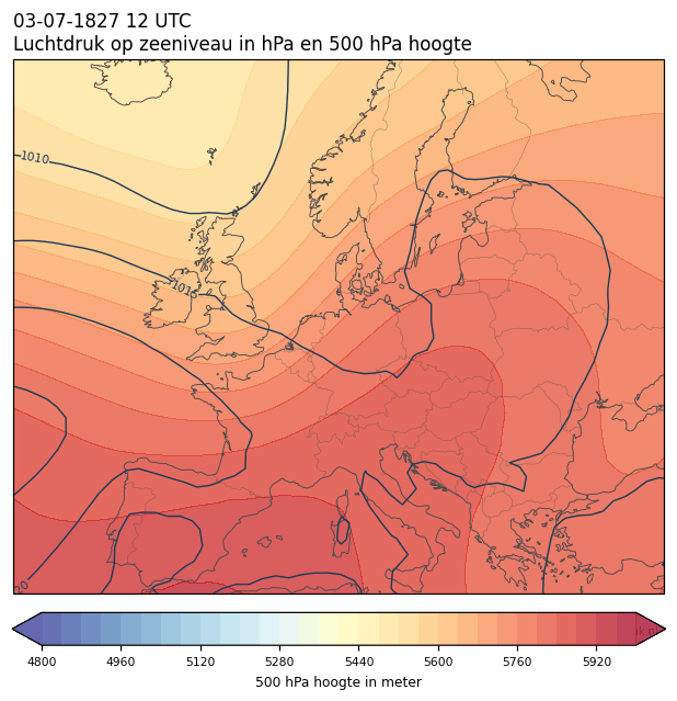 Weerkaart van 3 juli 1827 om 12 UTC