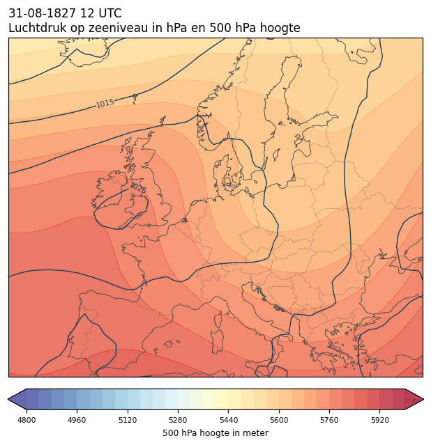 Weerkaart van 31 augustus 1827 om 12 UTC