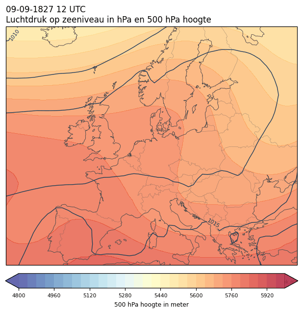 Weerkaart van 9 september 1827 om 12 UTC