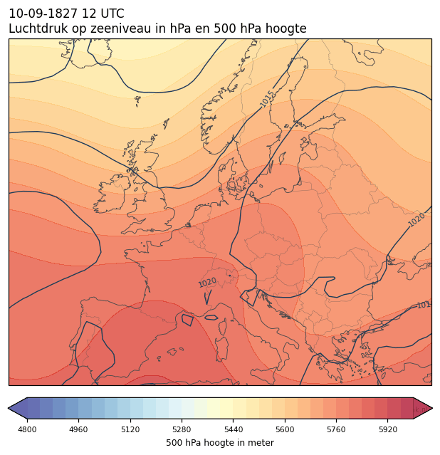 Weerkaart van 10 september 1827 om 12 UTC