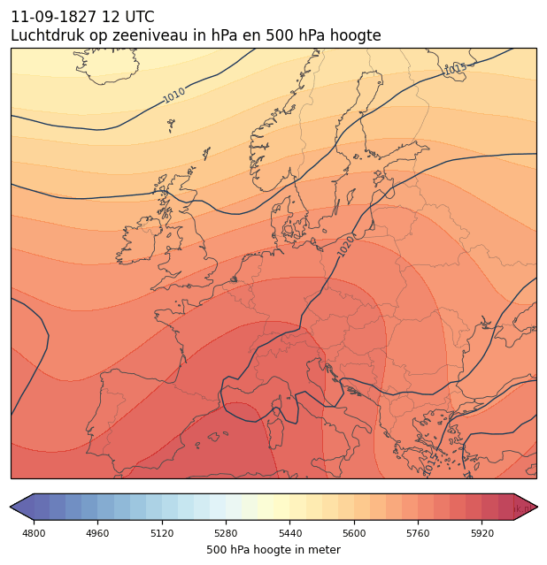 Weerkaart van 11 september 1827 om 12 UTC