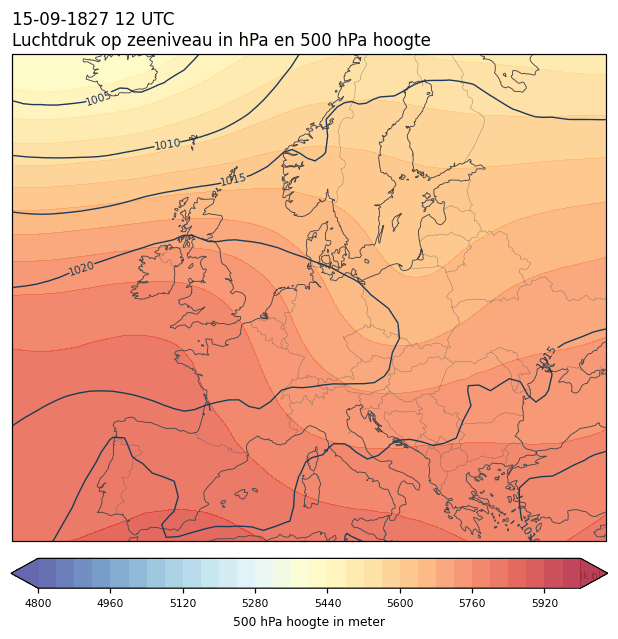 Weerkaart van 15 september 1827 om 12 UTC