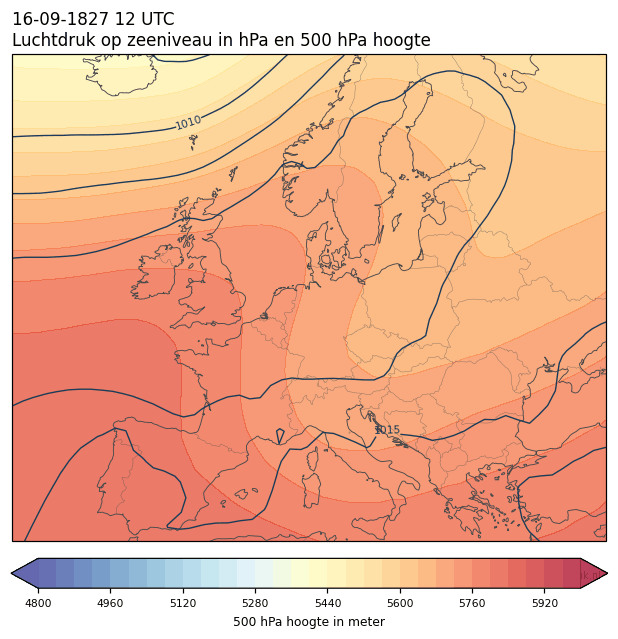 Weerkaart van 16 september 1827 om 12 UTC