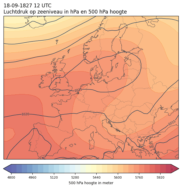 Weerkaart van 18 september 1827 om 12 UTC