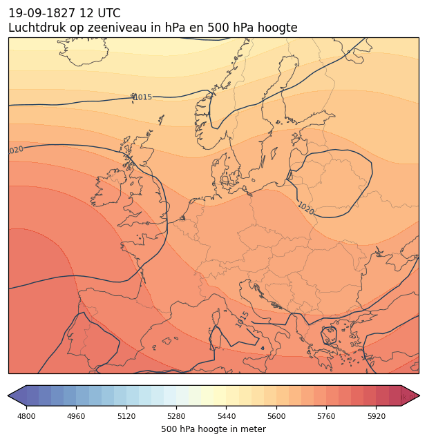 Weerkaart van 19 september 1827 om 12 UTC
