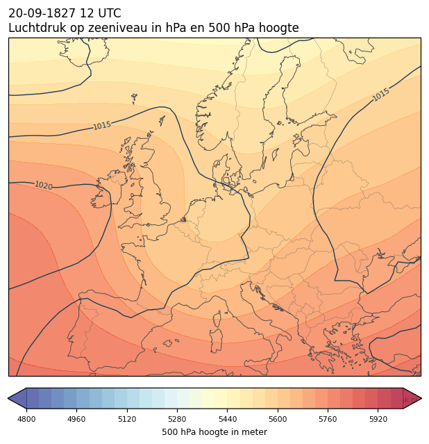 Weerkaart van 20 september 1827 om 12 UTC