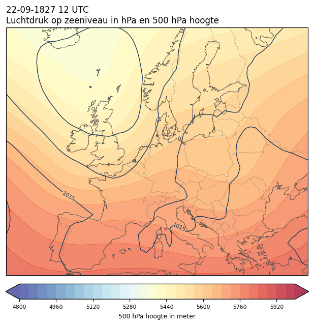 Weerkaart van 22 september 1827 om 12 UTC