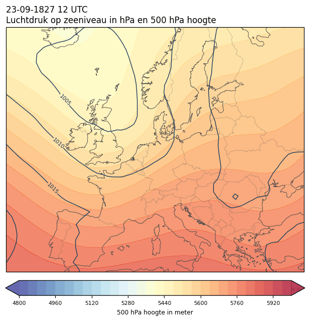 Weerkaart van 23 september 1827 om 12 UTC