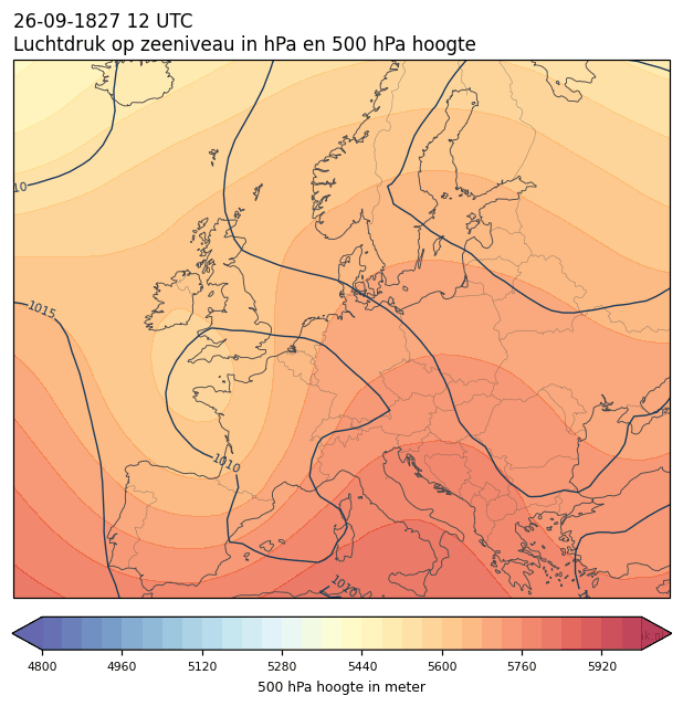 Weerkaart van 26 september 1827 om 12 UTC