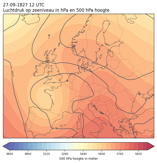 Weerkaart van 27 september 1827 om 12 UTC