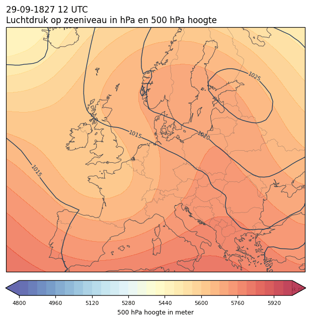 Weerkaart van 29 september 1827 om 12 UTC
