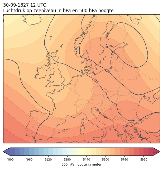 Weerkaart van 30 september 1827 om 12 UTC