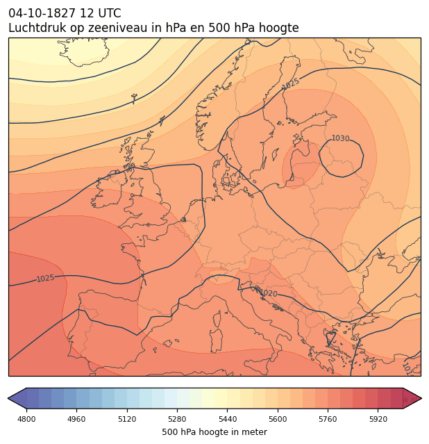 Weerkaart van 4 oktober 1827 om 12 UTC