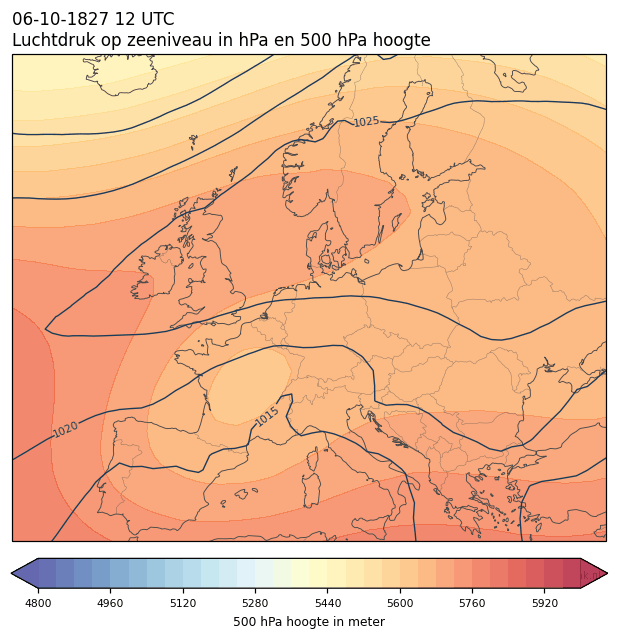 Weerkaart van 6 oktober 1827 om 12 UTC