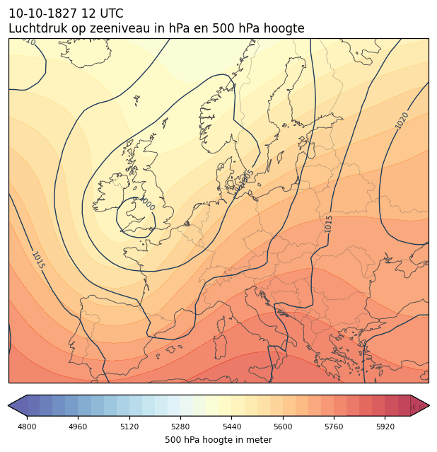 Weerkaart van 10 oktober 1827 om 12 UTC