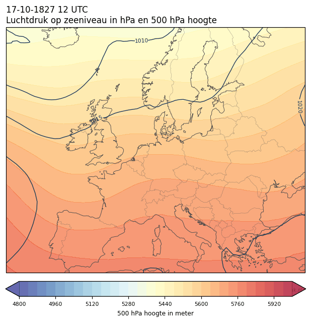 Weerkaart van 17 oktober 1827 om 12 UTC