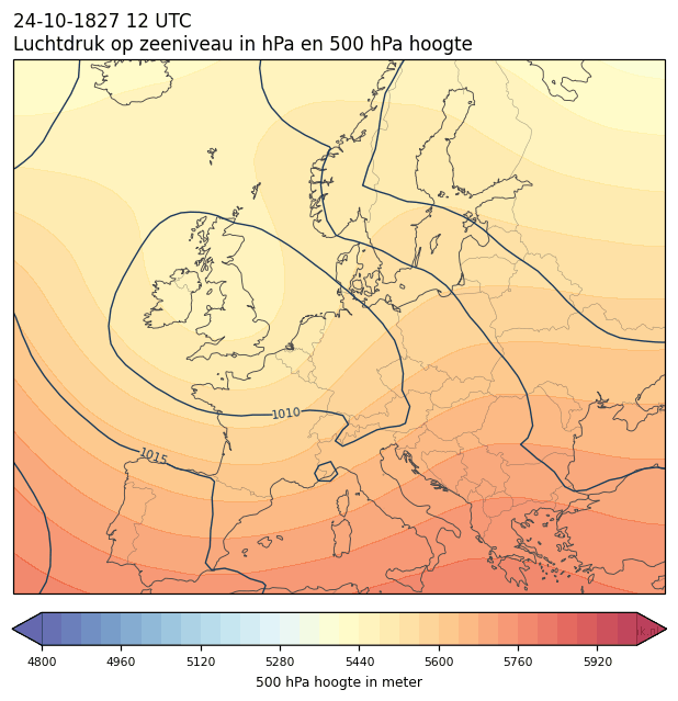 Weerkaart van 24 oktober 1827 om 12 UTC