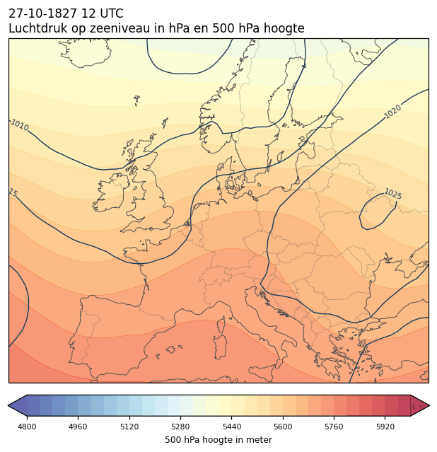 Weerkaart van 27 oktober 1827 om 12 UTC