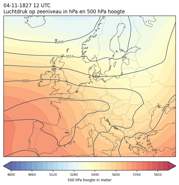 Weerkaart van 4 november 1827 om 12 UTC