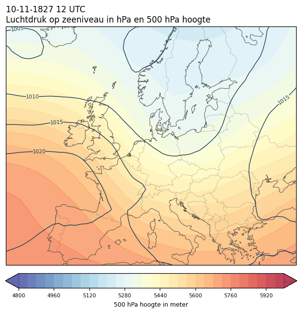 Weerkaart van 10 november 1827 om 12 UTC