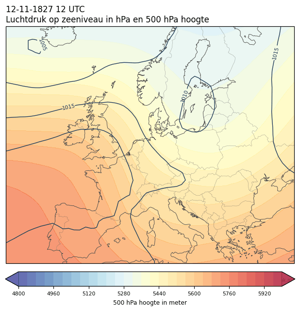 Weerkaart van 12 november 1827 om 12 UTC